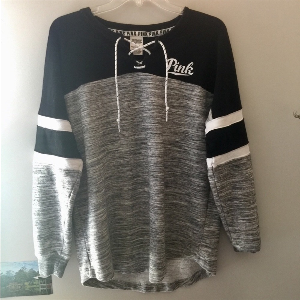 Pink Sweatshirt Lace Up Front